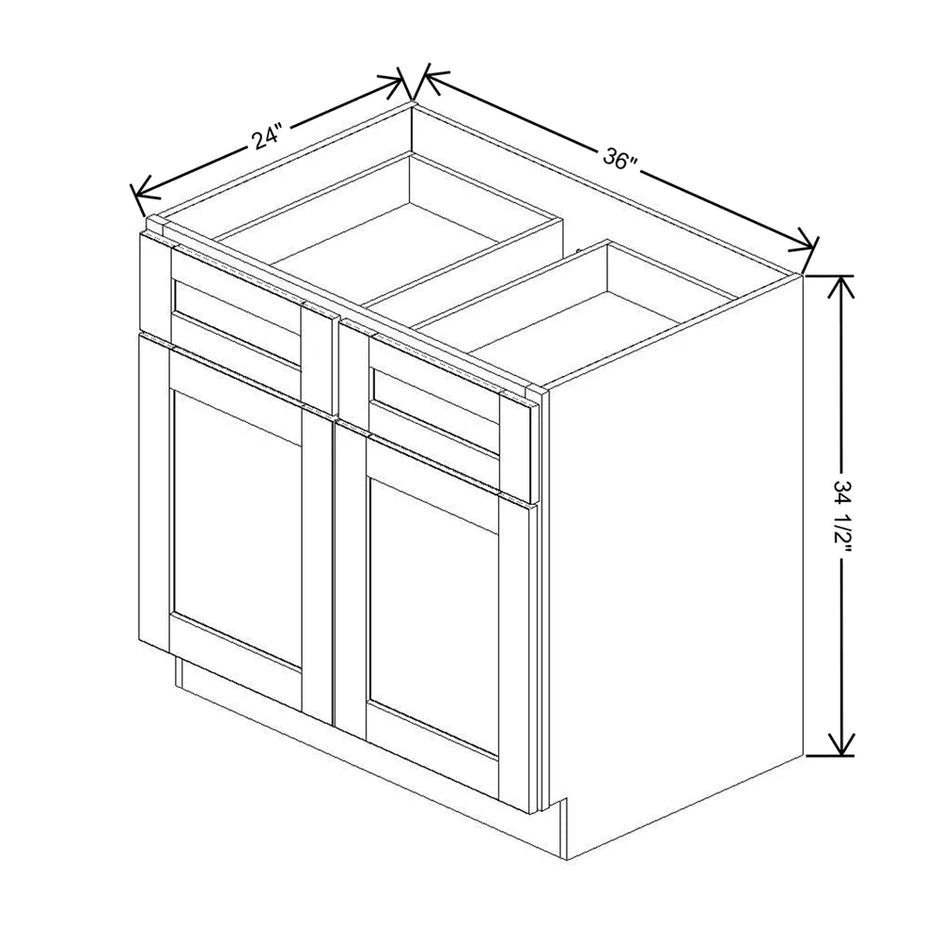 Base Cabinet With 2 Drawers & 2 Doors  technical diagram