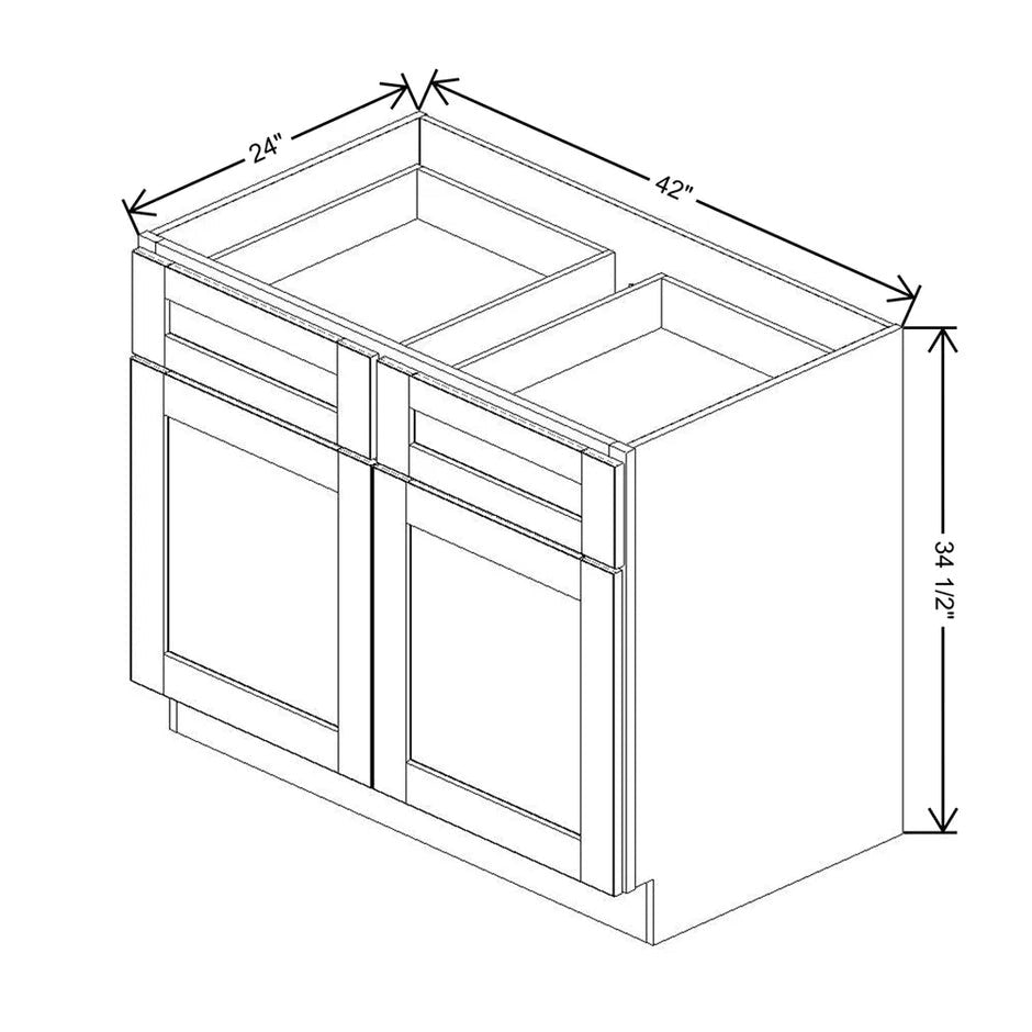 Base Cabinet With 2 Drawers & 2 Doors  technical diagram