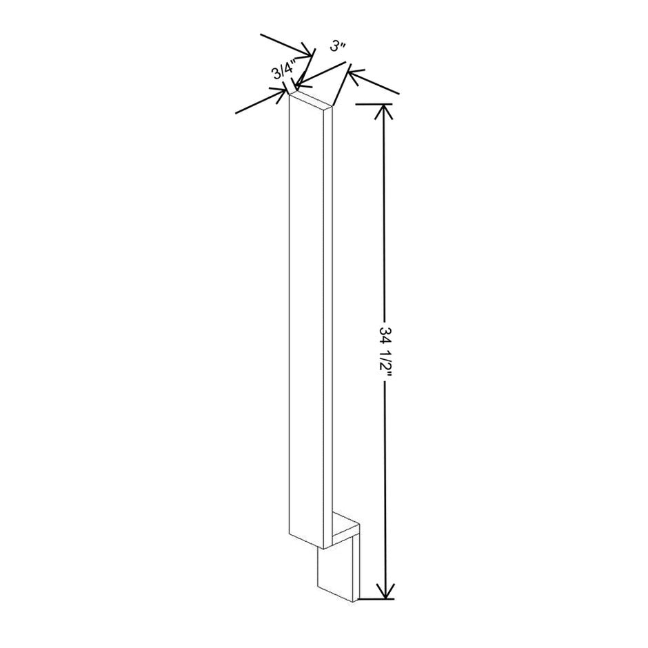 Base Filler 3W x 34-1/2H x 3/4D technical diagram
