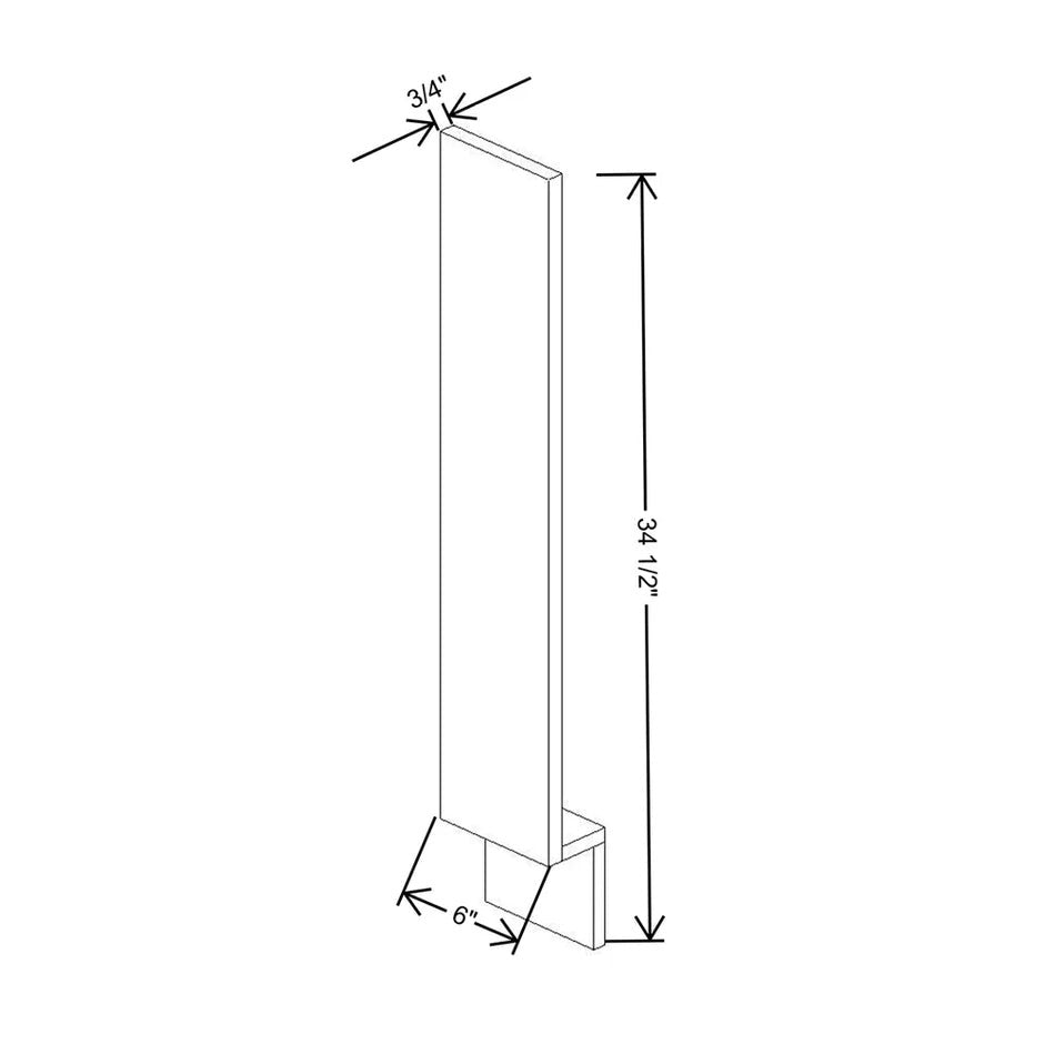 Base Filler 6W x 34-1/2H x 3/4D technical diagram
