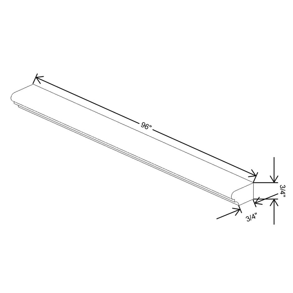Chair Rail 1-1/8H x 3/4D x 120L technical diagram