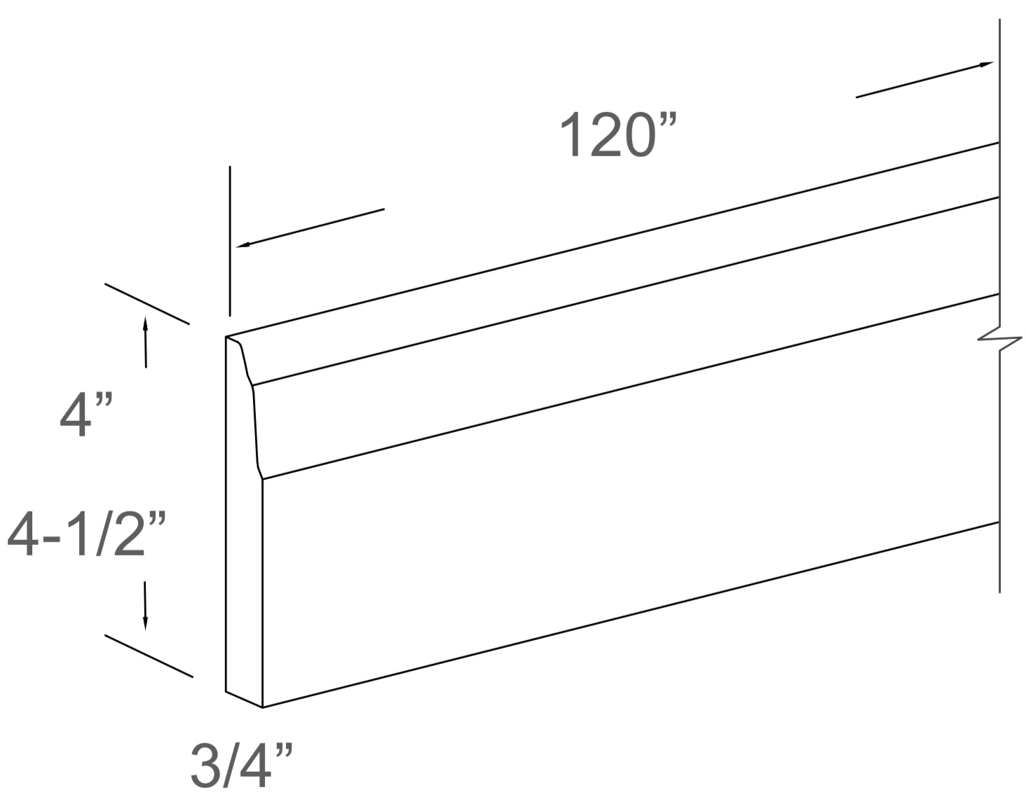 JK-A7-BM10-4-1/2 – Base Molding – A7 – Creme Glazed