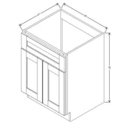 Vanity Sink Base Cabinet 24W x 33H x 21D technical diagram
