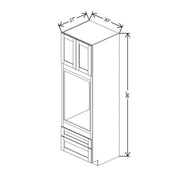 Single Tall Oven Cabinet 84" / 90" / 96" H  technical diagram