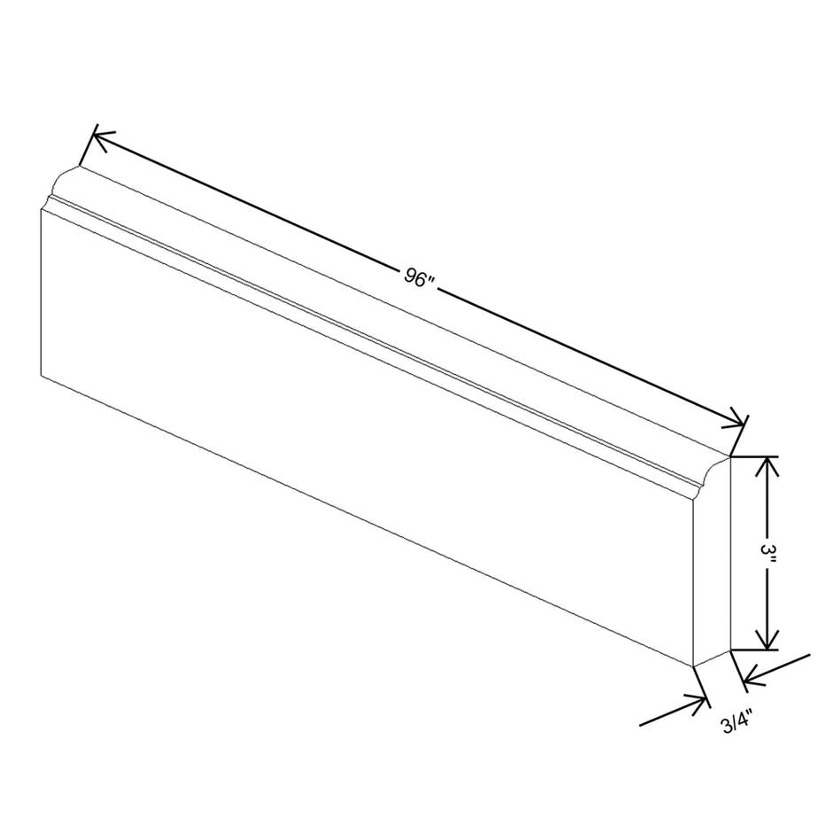 Ogee 3H x 3/4D x 120L technical diagram