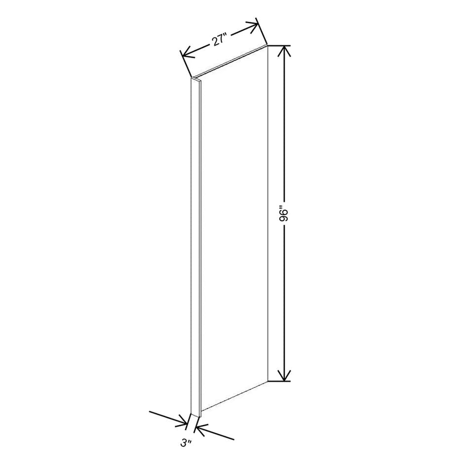 Refrigerator Panel with Return Filler 3W x 96H x 27D technical diagram