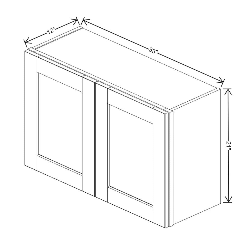 Wall Cabinet - 2 Door 33W x 21H x 12D technical diagram