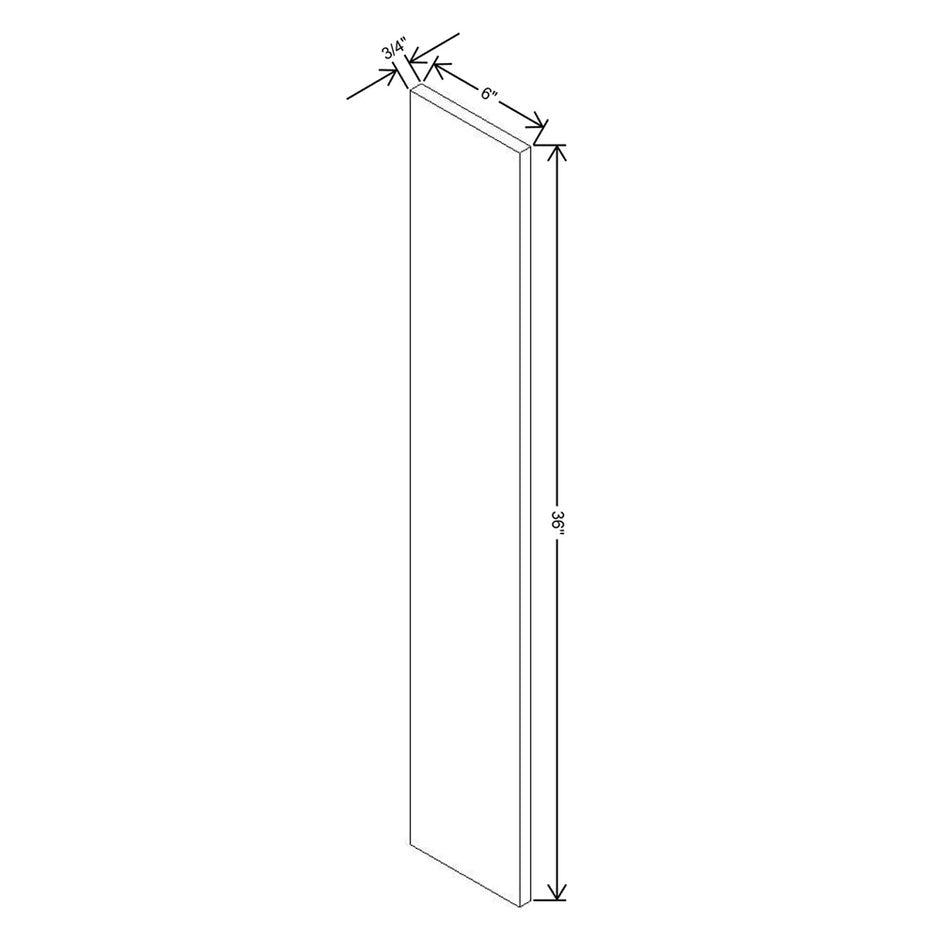 Wall Filler 6W x 36H x 3/4D technical diagram