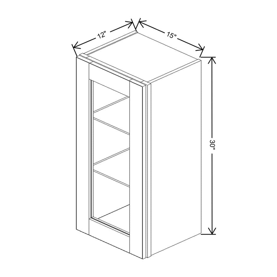JK-A7-WM1530H – Wall Cabinet Glass Insert Door 30" H – A7 – Creme Glazed