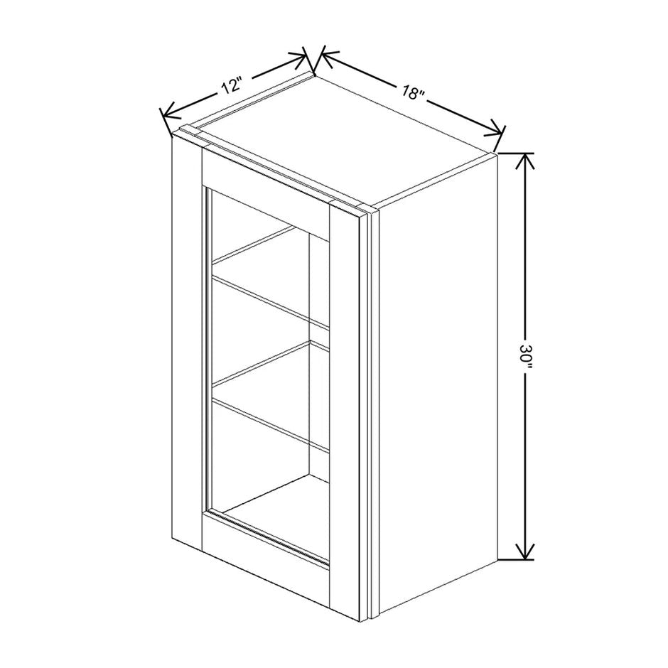 JK-S8-WM1830H – Wall Cabinet Glass Insert Door 30" H – S8 – White Shaker