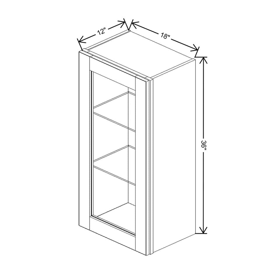Wall Cabinet Glass Insert Door 30" H & 36" H technical diagram