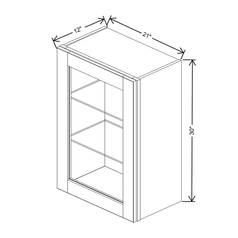 Wall Cabinet Glass Insert Door 30" H & 36" H technical diagram