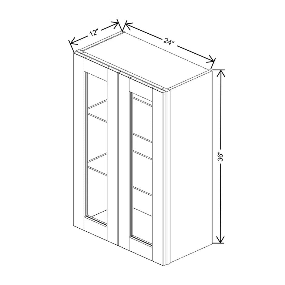 Wall Cabinet Glass Insert Door 30" H & 36" H technical diagram