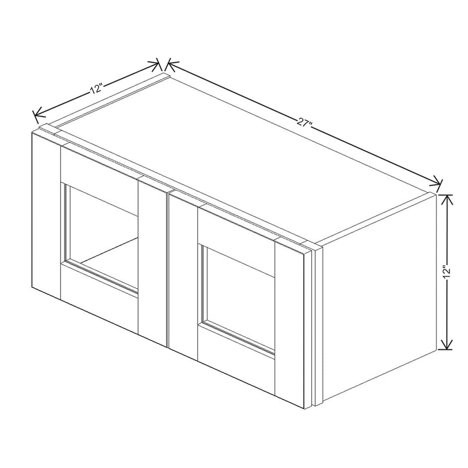 JK-E1-WM2712H – Wall Cabinet Glass Insert Door 12" H – E1 – Dove