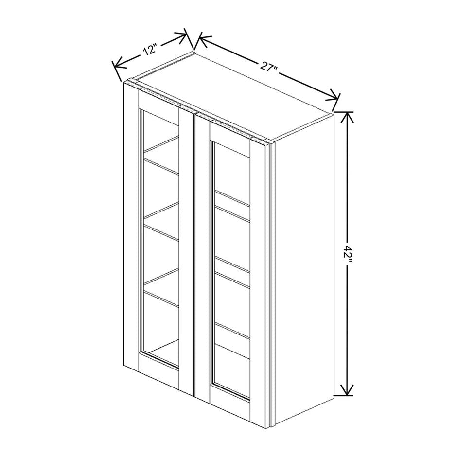 JK-A7-WM2742H – Wall Cabinet Glass Insert Door 42" H – A7 – Creme Glazed