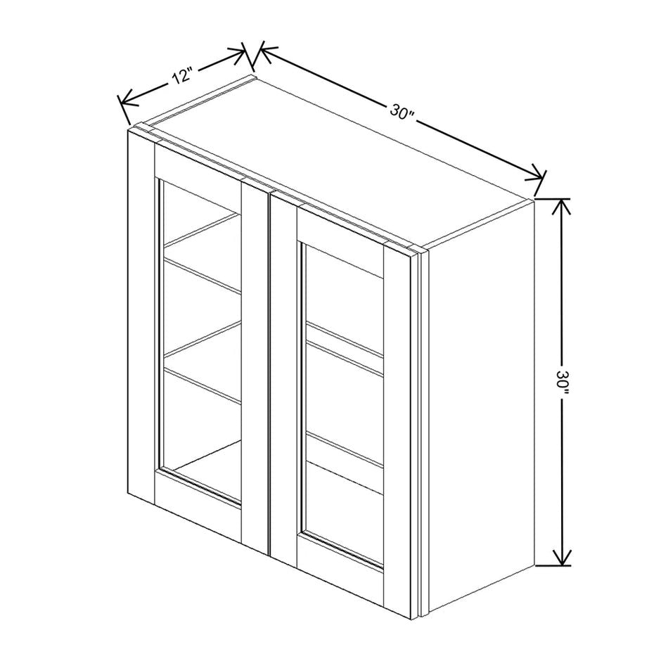 Wall Cabinet Glass Insert Door 30" H & 36" H technical diagram