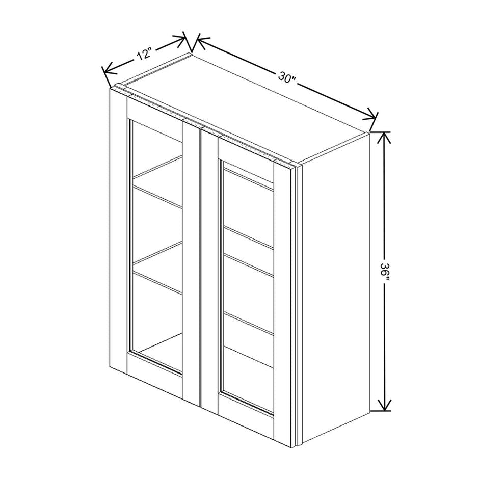 Wall Cabinet Glass Insert Door 30" H & 36" H technical diagram