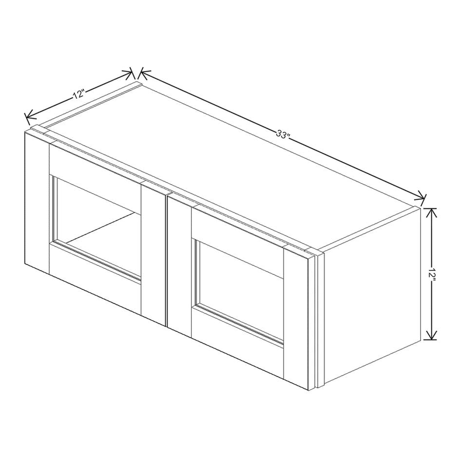 JK-H9-WM3312H – Wall Cabinet Glass Insert Door 12" H – H9 – Pearl Glazed