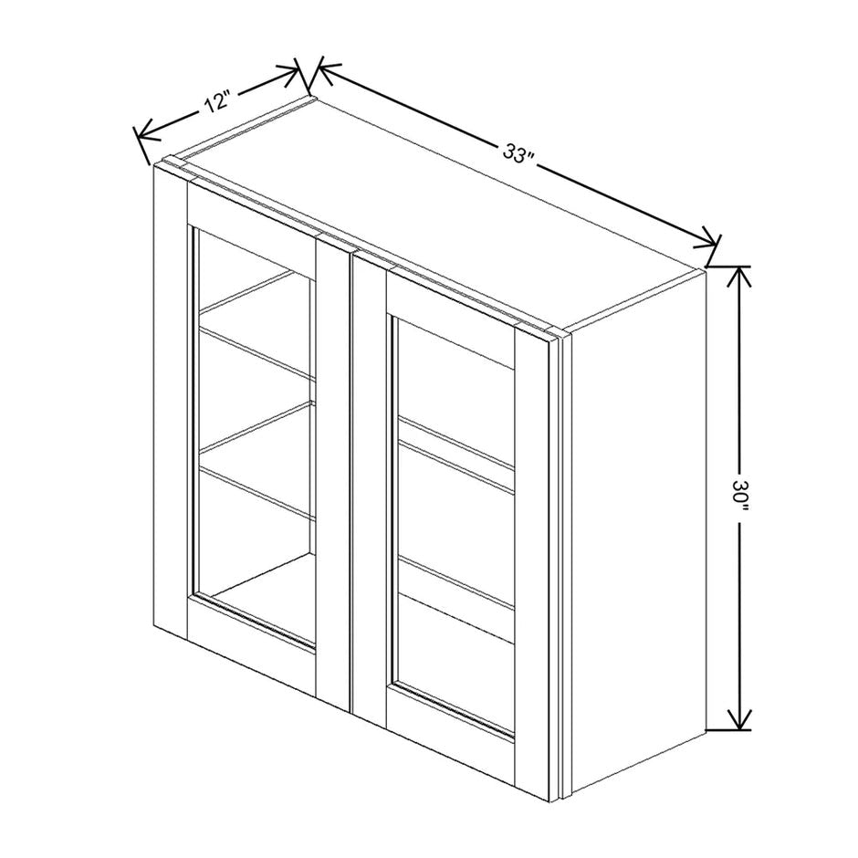 Wall Cabinet Glass Insert Door 30" H & 36" H technical diagram