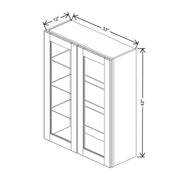 JK-S8-WM3342H – Wall Cabinet Glass Insert Door 42" H – S8 – White Shaker
