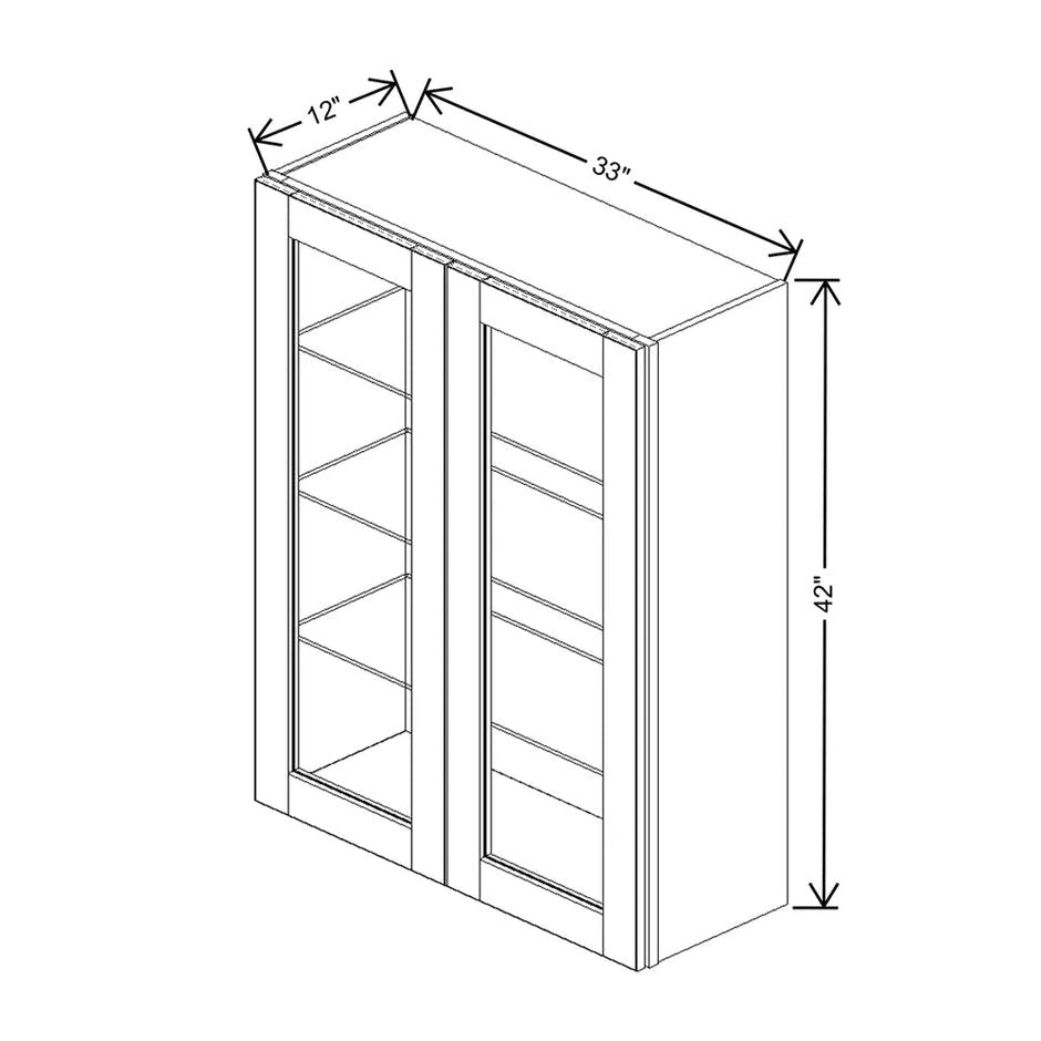 JK-E3-WM3342H – Wall Cabinet Glass Insert Door 42" H – E3 – Sage