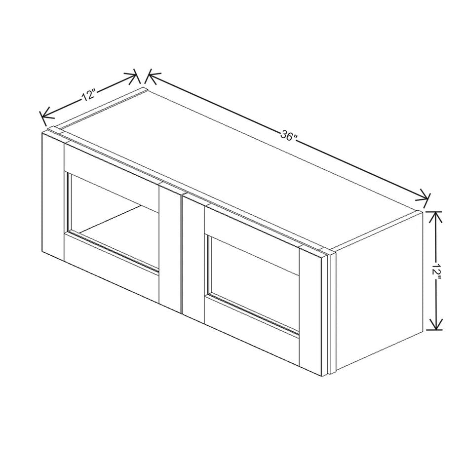 Wall Cabinet Glass Insert Door 12" H technical diagram