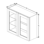 Wall Cabinet Glass Insert Door 30" H & 36" H technical diagram