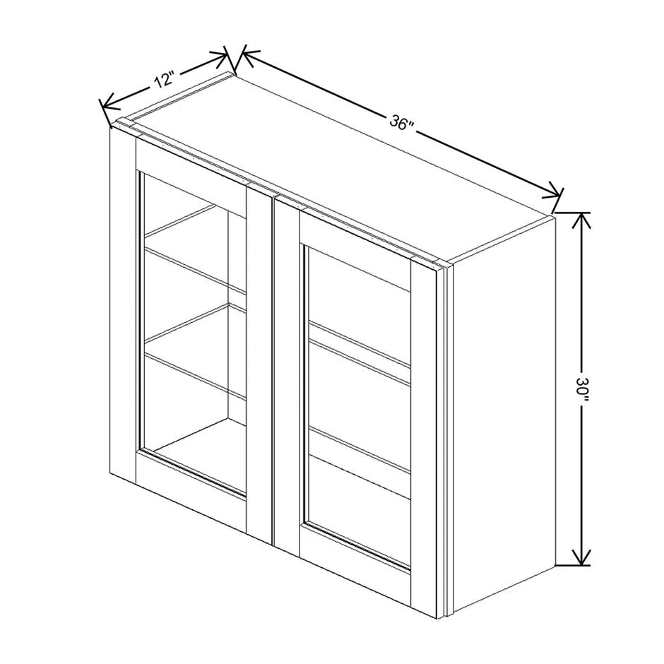 Wall Cabinet Glass Insert Door 30" H & 36" H technical diagram