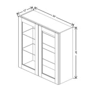 Wall Cabinet Glass Insert Door 30" H & 36" H technical diagram