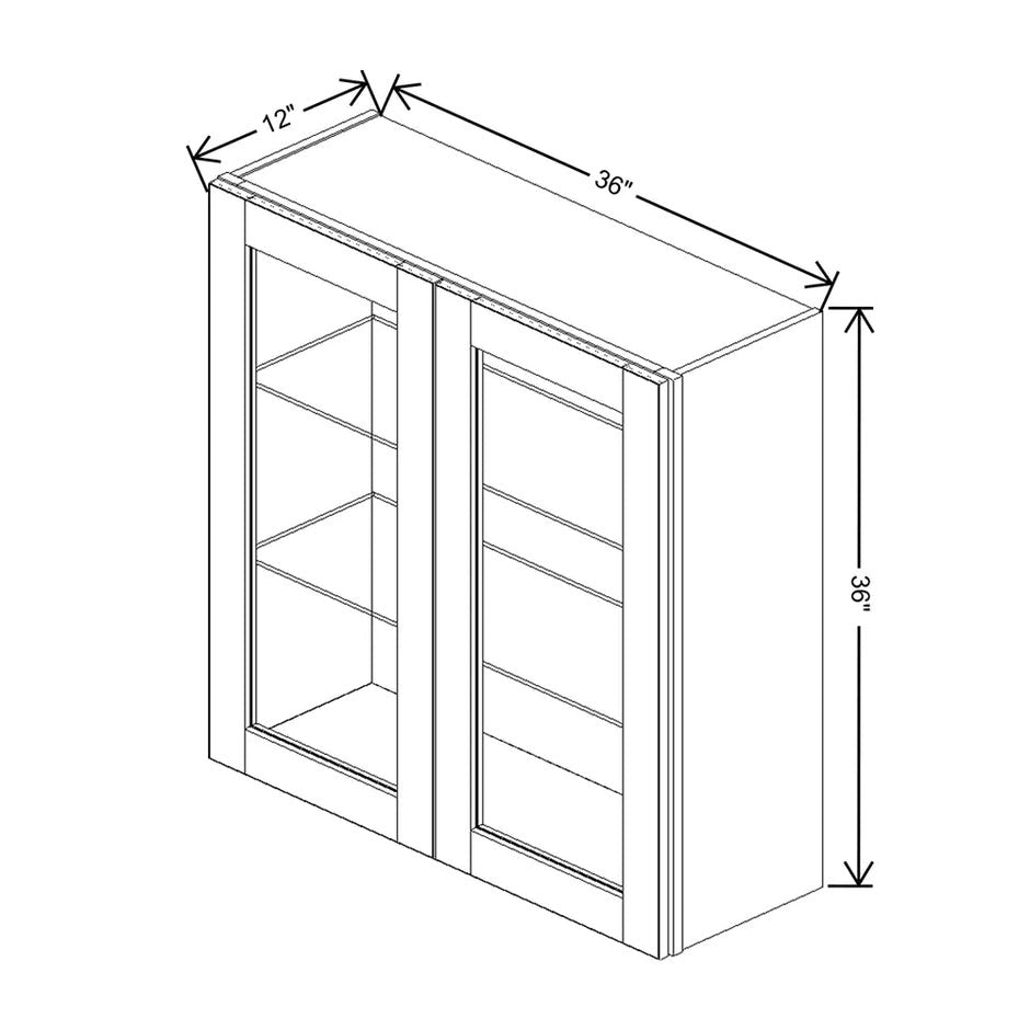 Wall Cabinet Glass Insert Door 30" H & 36" H technical diagram