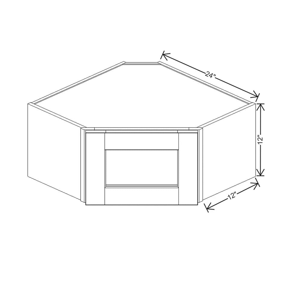 Wall Diagonal Corner Glass Insert Door 12" H technical diagram