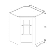 Wall Diagonal Corner Glass Insert Door 30" H & 36" H technical diagram