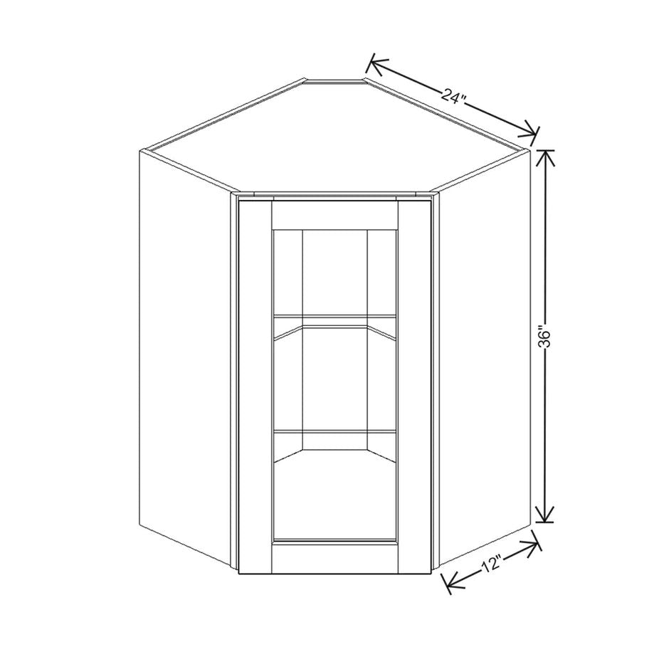 JK-B6-WMDC2436H – Wall Diagonal Corner Glass Insert Door 36" H – B6 – Pebble