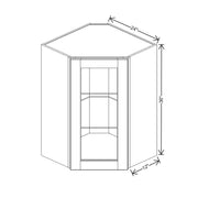Wall Diagonal Corner Glass Insert Door 30" H & 36" H technical diagram