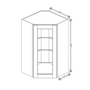 Wall Diagonal Corner Glass Insert Door 42" H technical diagram